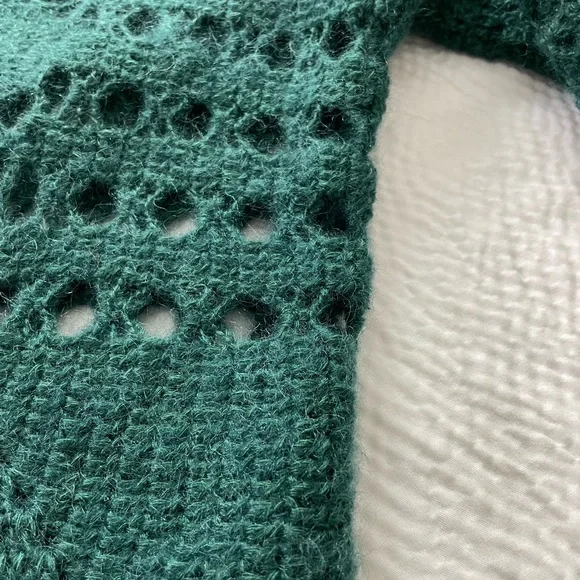 Taakk Forest Green Crochet Mohair Blend Sweater